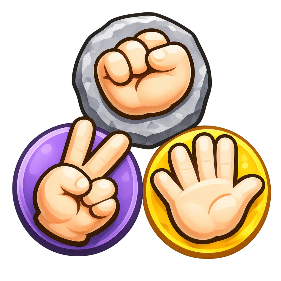 Rock, paper, and scissors hand gestures